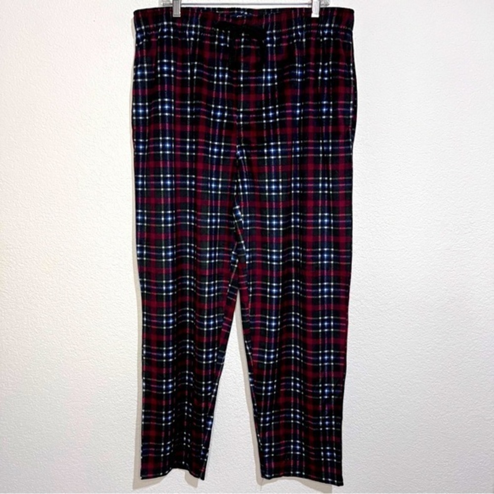 CHAPS Sleepwear Navy Red White Plaid Sleep Bottoms Lounge Pants Pockets New L